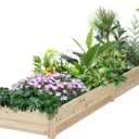 8 Feet Outdoor Wooden Raised Garden Bed, Elevated Planting Planter Box Kit for Vegetables Fruits Grow Yard Gardening, Natural (8 ft Garden Bed)