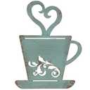 Turquoise Rusty Metal Coffee Cup Wall, Kitchen, Restaurant, Coffee Shop Decor!