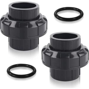 2 inch PVC Union Coupling, 2Pack Schedule 80 Slip Socket Pipe Fitting Unions 2'' PVC Connector Joint Adapter, for Swimming Pool Pump Industrial Pipeline System
