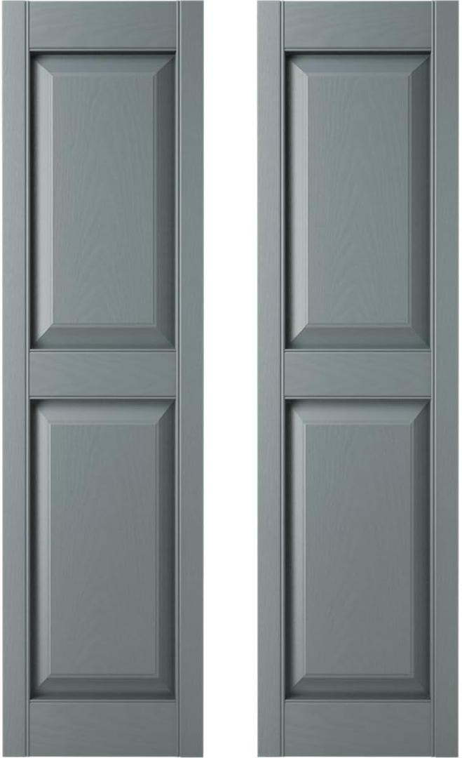 14.75 in. W x 59 in. H Builders Edge, Standard Two Equal Panels, Raised Panel Shutters, Includes Matching Installation Spikes (Per Pair), 419 - Storm Cloud