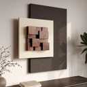3D Wood Textured Large Neutral Abstract Wall Art, Modern Beige Brown Geometric Paintings Artwork for Walls-Minimalist Wooden Wall Art Decor for Living Room Hallway Dining Room Bedroom Office Aesthetic, 36" H x 30" W
