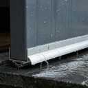 BARZEN Aluminum U Shaped Door Bottom Sweep with Drip Cap - Under Door Seal for Exterior Doors - Screw On Weather Stripping Door Seal - Weatherstrip Bottom of Door - Aluminum Mill, 36 Inches