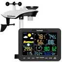 Sainlogic 12-in-1 Home Weather Station Wireless Indoor Outdoor and Rain Gauge Outdoor for Temperature, Humidity, Forecast, Pressure, Moon Phase, Alarm for Bedroom, Black (No WiFi)