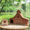 Glitzhome Bird Houses for Outdoors, 20.67" H Rustic Wooden Bird House Barn Design Hand Painted Birdhouse Extra-Large Bird Houses for Outsides