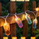 LED Tropical Beach Flip Flop String Lights, 8.5Ft Slipper String Lights Plug in with 10 Multicolor Bulbs, Summer Hawaiian Themed Decorative Lights Camping Tent Holiday Party Garden Outdoor Decor