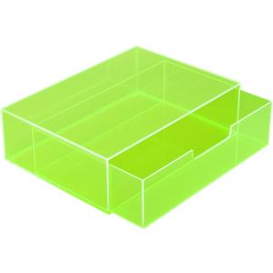 Gelite Acrylic Desk Organizer with Drawer for Makeup Vanity Stackable Desktop Storage Box for Office Supplies, 13.8 x 9.8 x 3.9, Neon Green