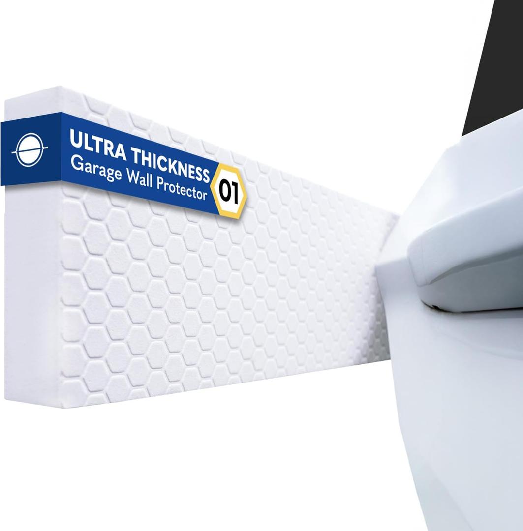 WP01 Garage Wall Protector Car Door Protector, Tool-Free, Designed in Australia (White, 2 Pack)