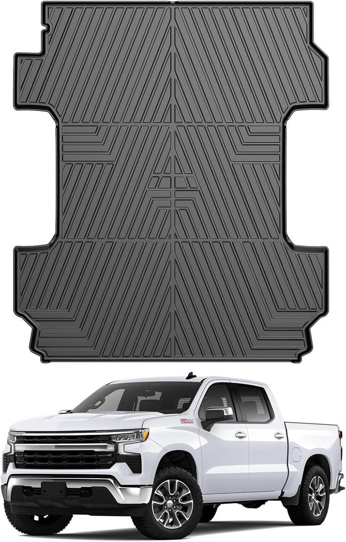 Mixsuper Liner Truck Bed Mat for 2020-2025 2026 Chevrolet Silverado/GMC Sierra 2500 3500 HD (6.8ft Bed) All Weather Truck Bed Liner TPE Durable Odorless Black