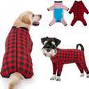 Dog Recovery Suit Full-Zipper After Post-Surgery Large Medium Dogs, Dog Bodysuit for Prevent Licking& Chewing Wounds Onesies Cone Alternative (Red, X-Large)