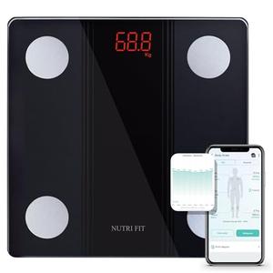 NUTRI FIT Bathroom Scale Smart Digital Bluetooth Scales for Body Weight, Body Fat, BMI Body Composition Analyzer Weighing Scale with High Precision Measurements Sync APP Heavy Duty 330lbs