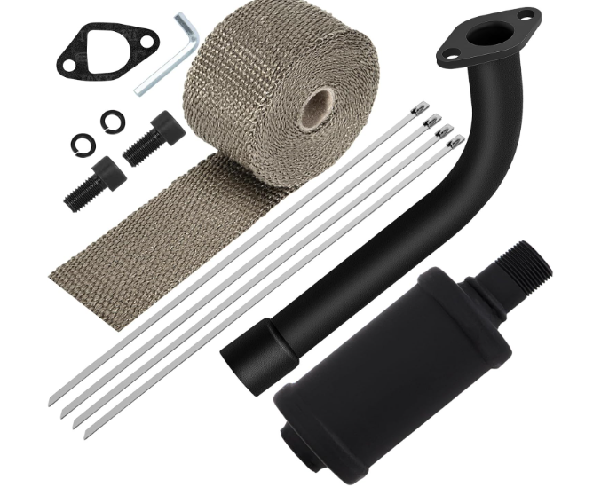 SOFO Exhaust Header Pipe Muffler Kit - for Predator 212 Performance Parts for 196cc 224cc 200cc GX160 GX200 6.5HP Engine Coleman CT200u BT200X KT196 Baja MB200 GX160 GX200 Go Kart Mini Bike with Heat