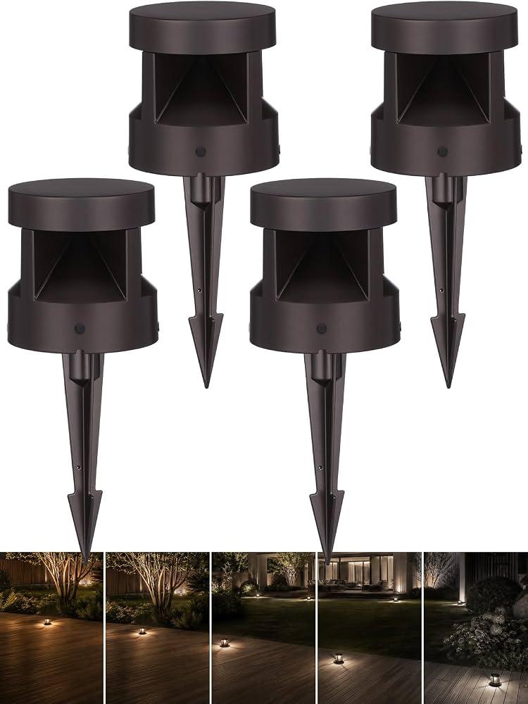 LEONLITE 4-Pack 4 Inch 5CCT Low Voltage Pathway Lights, LED Landscape Light