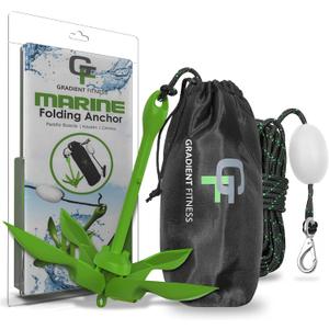 Gradient Fitness Kayak Anchor Kit | Paddle Board Accessories, Small Boat, SUP Jet Ski Accessories and Canoe Anchors, Jetski Accessory, PWC Anchor (3.5 lb Folding Anchor)