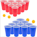 Pong Set - 12 Durable Cups in Red & Blue, 4 Precision Ping Pong Balls - The Epic Party Game for Endless Fun & Friendly Competition - Ideal for BBQs, Birthdays & More!  ( 2 packs)