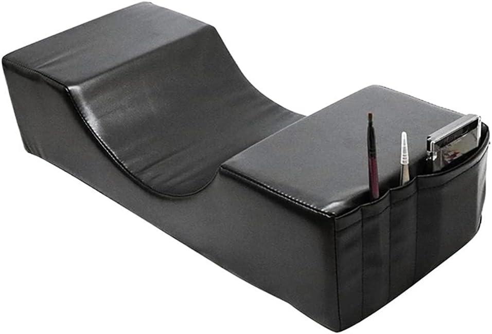 Professional Salon-Grade Lash Pillow for Eyelash Extensions - Black Leather Lash Bed Pillow with Memory Foam Support & Removable Washable Cover, Ergonomic Head Rest for Beauty Salons, Home Use