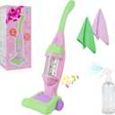 Kids Vacuum Cleaner Toy, Pink, Pretend Play Household Housekeeping Cleaner with Lights & Sounds, Includes Vacuum, Sprayer Bottle & 2 Cleaning Cloths, Age 3+