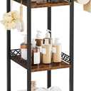 Bathroom Storage and Organizer Shelf Hair Dryer Holder, 9.85in 3-Tier Narrow Metal Standing Rack with Toilet Paper Holder, Corner Stand for Cosmetic, Vanity, Kitchen, Laundry Rustic Brown
