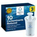 Brita BritaPlus Replacement Water Filter for Pitchers and Dispensers, WQA NSF/ANSI Certified, Reduces 2x More Contaminants vs. Standard Brita, Reduces Chlorine Zinc Copper Mercury & More, 3 Filters