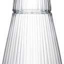 Sizikato 30 Oz Classic Striped Clear Glass Bedside Night Water Carafe with Tumbler Glass.