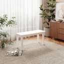 Wilk Wooden Entryway Bench, 39’’ Indoor End of Bed Bench, 100% Solid Oak Wood (White)