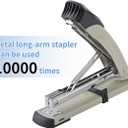 Long Reach Stapler,with 2000 Staples & Stapler Remover Full Strip20-25 Sheet Capacity,with Built-in Ruler and Adjustable Locking Paper Guide, Gray