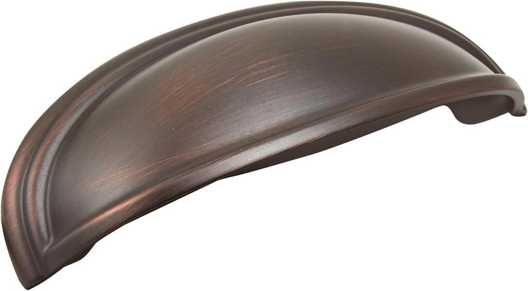 Amerock | Cabinet Cup Pull | Oil Rubbed Bronze | 3 inch. (76 mm) & 4 inch. (102 mm) Center to Center | Ashby | 1 Pack | Drawer Pull | Drawer Handle | Cabinet Hardware
