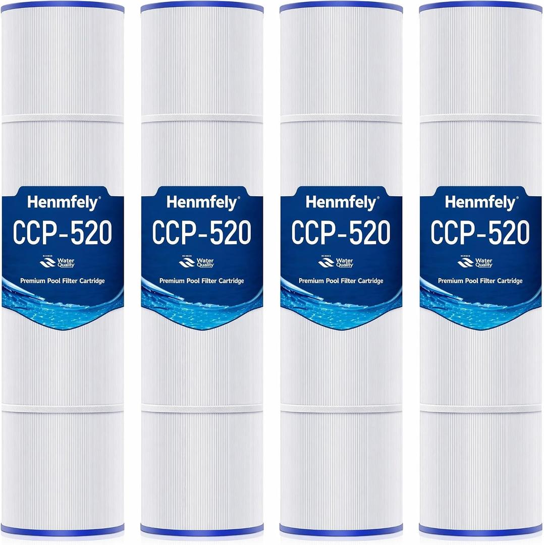 PCC130 Pool Filter Cartridges Replaces Pentair CCP520, Unicel C-7472, Filbur FC-1978, FC-6475, 817-0143,Clean and Clear Plus 520, 817-0143, 178585, 4 X 125 Sq., 4 Pack