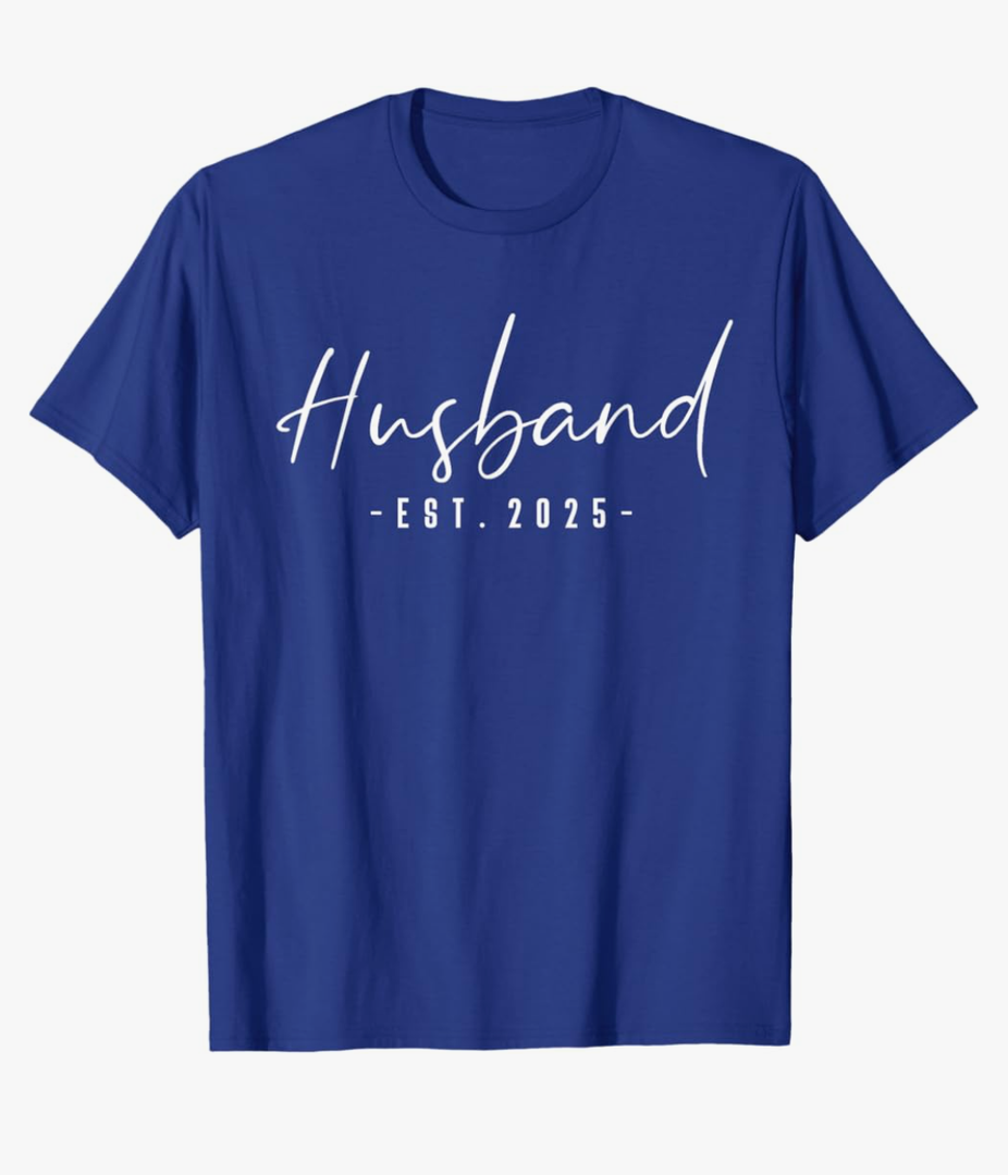 Couples Gifts For Husband And Wife Matching Husband Est 2025 Just Married Honeymoon Wedding T-Shirt Size M