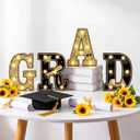 2026 Grad Light up Letters for Table, Graduation Party Decorations LED Marquee Grad Letter Lights Sign 8.7 Inches Black and Gold Graduation Centerpieces Ornaments, Batteries Not Included