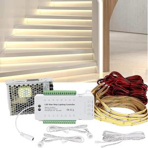 Intelligent Stair Light Motion Sensor LED Stair Lighting Staircase Light Indoor with Main Wire COB LED Strip Light Under Stairway Tread Step Light Cascading Light Up Step by Step for 16 Stair (3000K) Intelligent Stair Light Motion Sensor LED Stair Lighting Staircase Light Indoor with Main Wire COB LED Strip Light Under Stairway Tread Step Light Cascading Light Up Step by Step for 16 Stair (3000K)