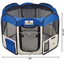 Zampa Dog Playpen Medium 45"x45"x24" Pop Up Portable Playpen for Dogs and Cat, Foldable | Indoor/Outdoor Pen & Travel Pet Carrier + Carrying Case. (Blue)