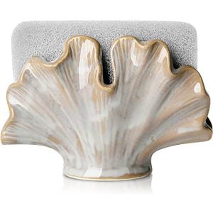Ceramic Sponge Holder,Sponge Holder for Kitchen Sink,Compact Sink Caddy Organizer-Scouring Pad and Dish Sponge Holders,Farmhouse Kitchens Decor Cute Kitchen Gadgets Accessories
(Brown Grey)