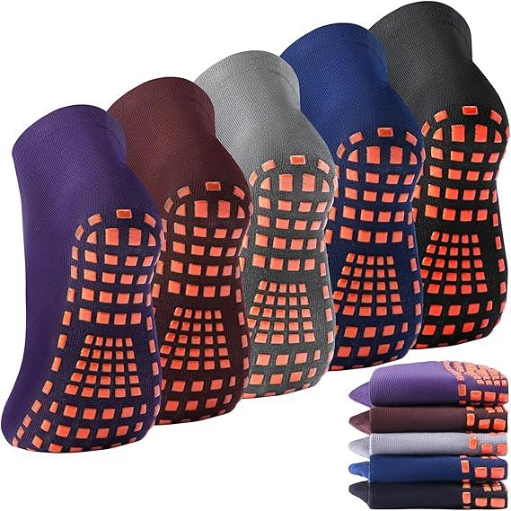 WANZHIHUI Grip Socks for Kids 5 Pairs Non Slip Grippy Sticky Anti Skid Slipper Socks for Yoga Barre Trampoline Gymnastics