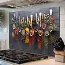 fzxwyishu Tempered Glass Backsplash For Kitchen,Spice Back SplashBehind Stove,Easy to Clean Kitchen Sink Cover Splash Guard, Home Kitchen Dcor (Art Deco 1, 30"x14"(76.2x35.56cm))