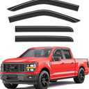 Outside-Mount Window Rain Guards Fit for Ford F-150 2015-2026/ F250-F550 2017-2026 SuperCrew,Truck Window Visors Wind Deflector Dark Smoke Vent Shades Car Tape-on 4-pcs with Thicker