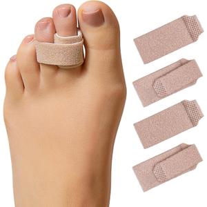 ZenToes Hammer Toe Corrector for Women & Men - Reusable Fabric Buddy Wraps for Broken Toes - Cushioned Toe Splint for Protection & Recovery & Hammertoe Straightener - 4 Count (Small, Beige) (Original Support Beige)