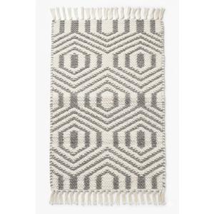 Chenille Cotton Diamond Rug 21x34 Inches - Light Grey, Reversible Small Soft Washable Front Door Mat Ideal for Kitchen, Entryway, Bathroom | Farmhouse Boho Accent Indoor Throw Rugs for Bedroom, Patio