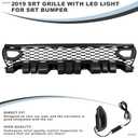 Front Bumper Grille Compatible with 2015-2023 Dodge Charger SRT/Scat Pack Upper Grille w/Led Lights 2019 SRT Style ABS Black