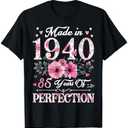 85 Year Old Made In 1940 Floral 85th Birthday Gift For Women T-Shirt S