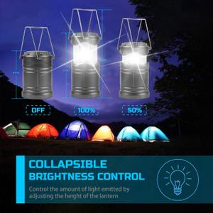 Lichamp LED Camping Lantern, 3 Pack Battery Powered Flashlight for Power Outages, Portable Collapsible Hanging Light Essential for Home, Outdoor, Emergency Lamp Survival Kit Gear for Hurricane, Gray