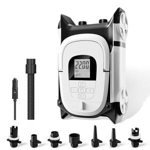 GICLE Paddle Board Pump Electric with Auto-Off Function Dual Motor for Inflatable SUP and Boat, Portable Electric Air Pump for Paddleboard with Car Power Connector and Kayak Accessories