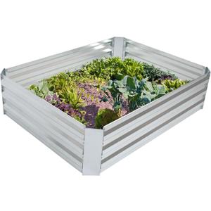 Sunnydaze Galvanized Raised Garden Bed - Metal Raised Bed for Gardening - Outdoor Planter Box for Flowers, Plants, and Vegetables - Silver - 48" W x 36" D x 12" H Rectangle