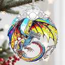 3 x Christmas Ornament, Christmas Decoration, Stained Glass Ornament, Heirloom Keepsakes, Holiday Ornaments, Holiday Presents, Unique Xmas Gifts, Gift Exchange Ornaments, Gift Idea - Dragon