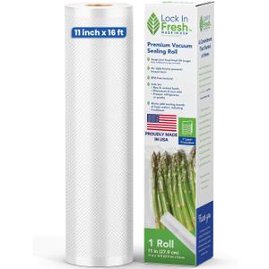 Vacuum Sealer Bags for Food - Heavy Duty Food Saver Vacuum Sealer Bag Rolls - Sous Vide, Seal a Meal Bags, 1-pack, 11" x 16' - Made in the USA