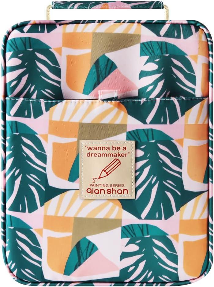 qianshan Pencil Case Holder Slot -Holds 202 Colored Pencils or 136 Gel Pens with Zipper Closure - Large Capacity Pen Organizer for Watercolor Pens or Markers - Perfect for Artist.Large Leaves