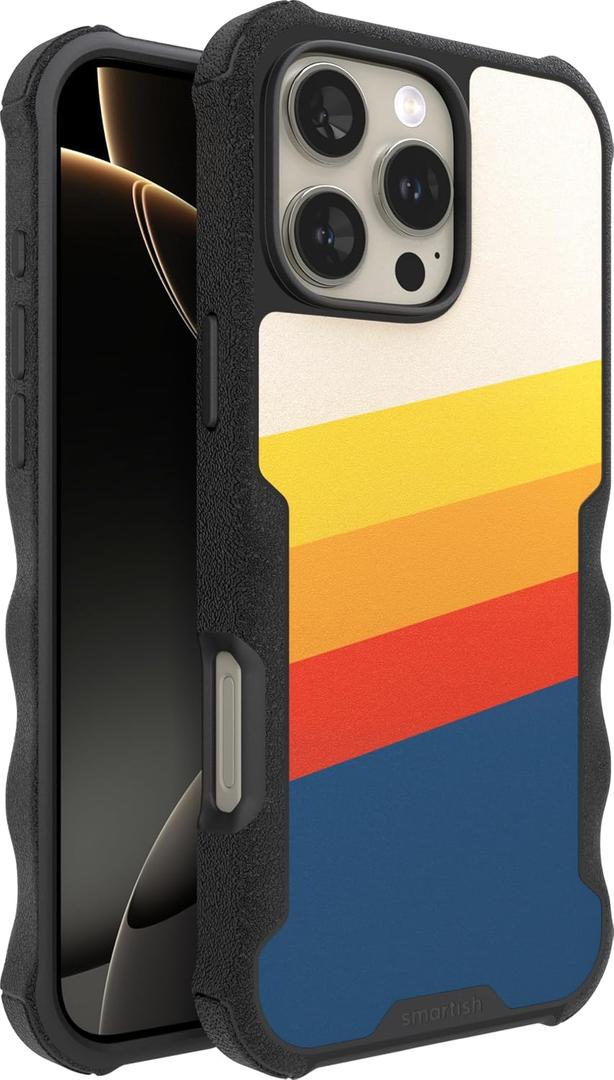 Smartish iPhone 16 Pro Max Protective Magnetic Case - Gripzilla Compatible with MagSafe [Rugged + Tough] Heavy Duty Armor Cover Drop Tested Protection for Apple iPhone 16 Pro Max - Striped Up