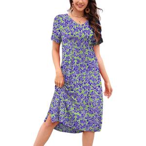 VOBCTY Women's Casual Short Sleeve Tshirt Dress Summer V Neck Loose Knee Length Nightgown for Daily Sleepwear 2026 (XXL)