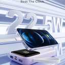 Power Bank, 15000mAh Portable Charger with Built in Cable, 22.5W Fast Charging, 6 Outputs, Slim Travel Essential Battery Pack with LED Display, Compatible with iPhone 17/16/15/14/13, iPad Purple