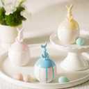 Easter Bunny Candle with Egg Jar and Lid, Easter Decorations Cute Rabbit Aromatherapy, Ceramic Egg Candles for Spring Home Decor, Long Buring Scented Soy Candle Gift for Friends, Yellow (Set of 1)