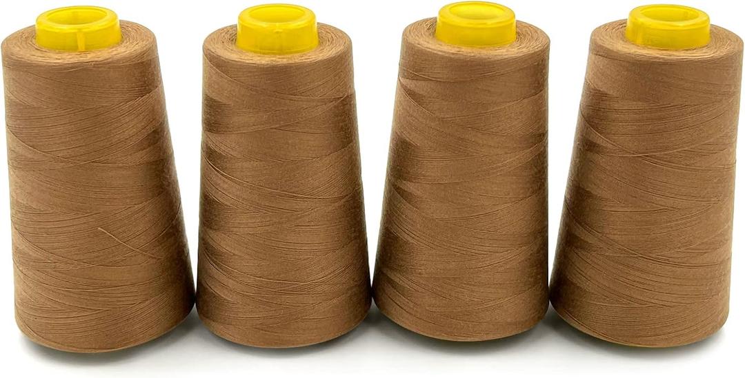 Tortoise 4 Cones of 3000 Yards Each Spool Thread for All Purpose, Serger, Overlock, Quilting, Sewing Machine - 100% Polyester - 40S/2 Ginger